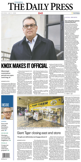 Cover of The Daily Press (Timmins)