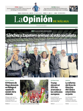 Cover of La Opinion de Malaga