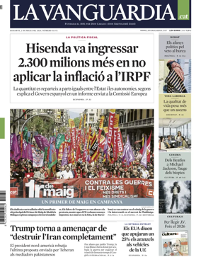 Cover of La Vanguardia (Catalonia - 1st edition)