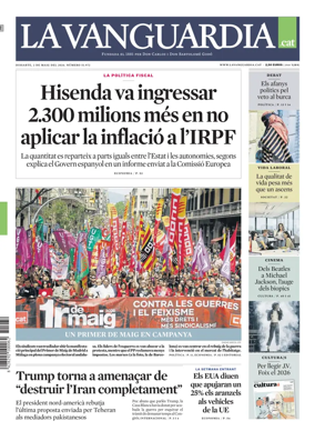 Cover of La Vanguardia (Catala)