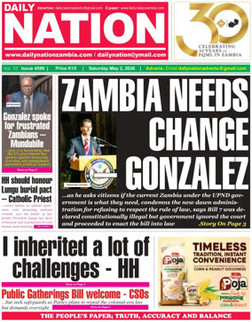 Cover of Daily Nation Newspaper