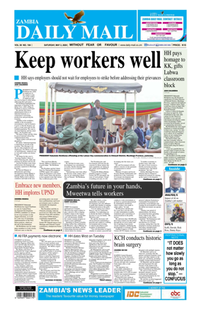 Cover of Zambia Daily Mail