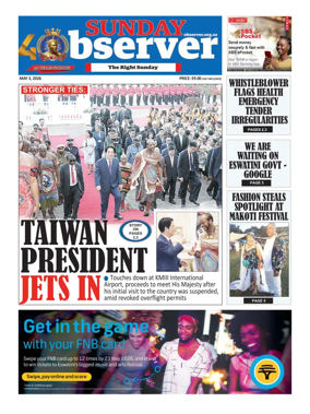Cover of Sunday Observer (Eswatini)