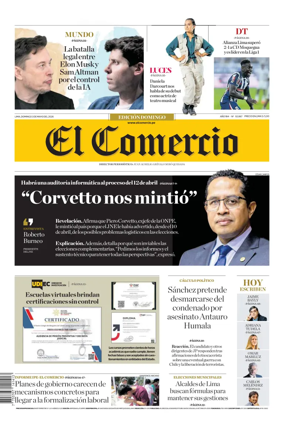 Cover of Diario El Comercio