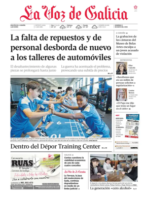 Cover of La Voz de Galicia (A Coruna)