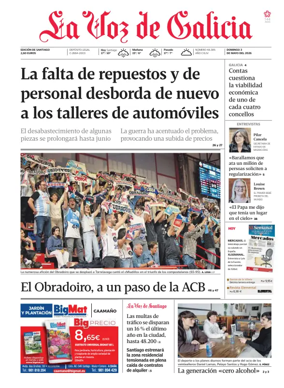 Cover of La Voz de Galicia (Santiago)