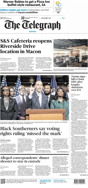 Cover of The Telegraph (Macon) (Sunday)