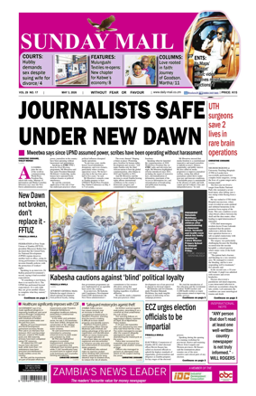 Cover of Zambia Daily Mail