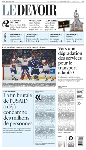 Cover of Le Devoir