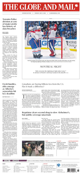 Cover of The Globe and Mail (Ontario Edition)