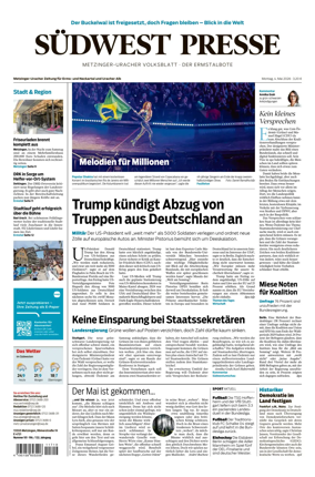 Cover of Sudwest Presse - Metzinger Uracher Volksblatt - Der Ermstalbote
