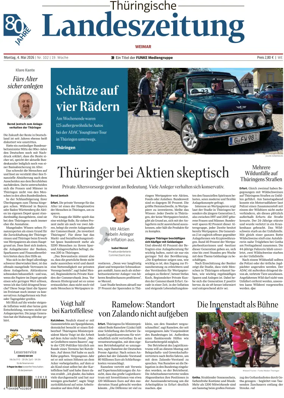 Cover of Thuringische Landeszeitung (Weimar)