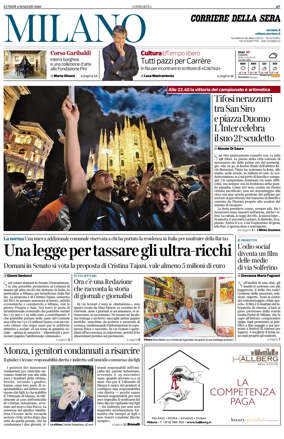 Cover of Corriere della Sera (Milano)