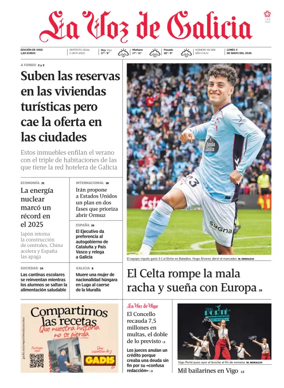 Cover of La Voz de Galicia (Vigo)