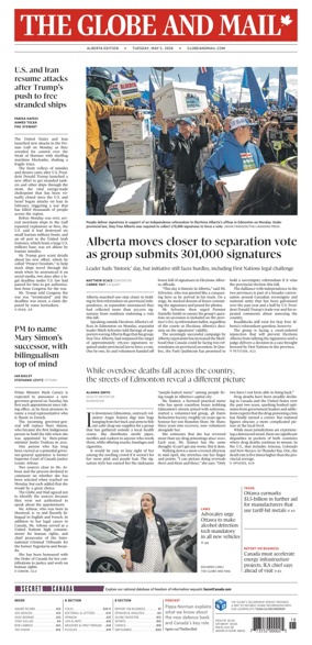 Cover of The Globe and Mail (Alberta Edition)
