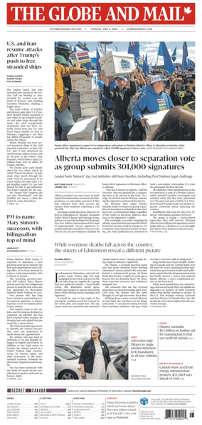 Cover of The Globe and Mail (Ottawa/Quebec Edition)