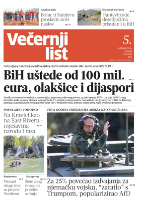 Cover of Vecernji list BiH