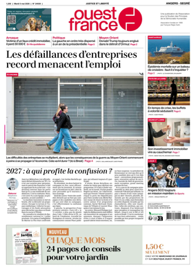 Cover of Ouest France (Angers / Segre)