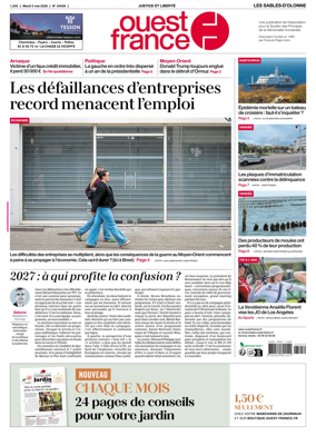 Cover of Ouest France (Les Sables-d'Olonne)