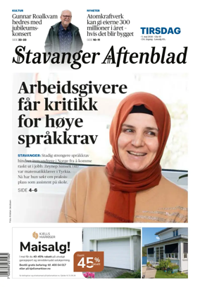 Cover of Stavanger Aftenblad