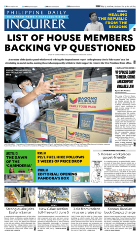 Cover of Philippine Daily Inquirer