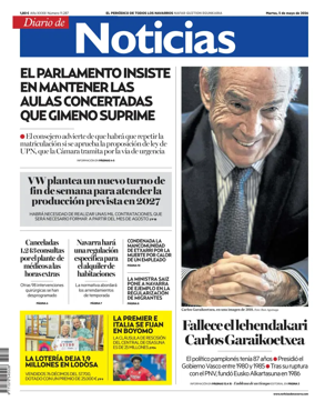 Cover of Diario de Noticias (Spain)