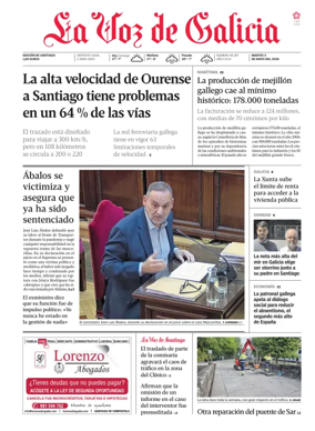 Cover of La Voz de Galicia (Santiago)