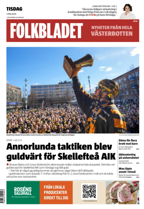 Cover of Folkbladet Vasterbotten