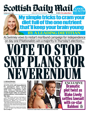 Cover of Scottish Daily Mail