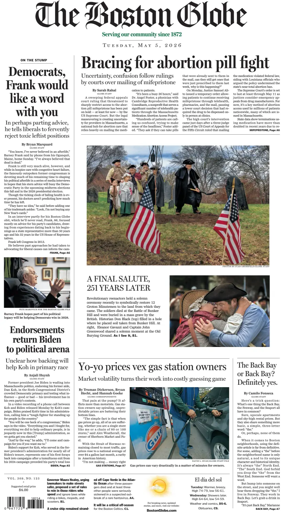 Cover of The Boston Globe