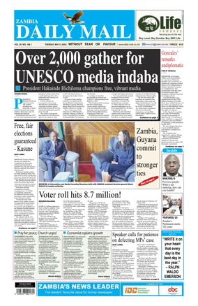 Cover of Zambia Daily Mail