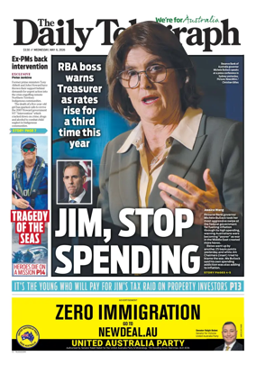 Cover of The Daily Telegraph (Sydney)