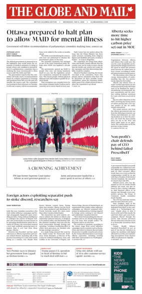 Cover of The Globe and Mail (BC Edition)