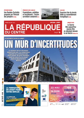 Cover of La Republique du Centre (Orleans - Loiret))