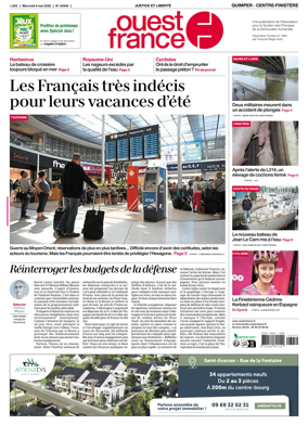 Cover of Ouest-France (Quimper Centre-Finistere)