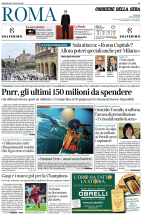 Cover of Corriere della Sera (Roma)