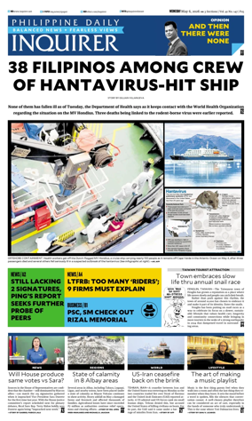 Cover of Philippine Daily Inquirer