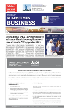 Cover of Gulf Times Business