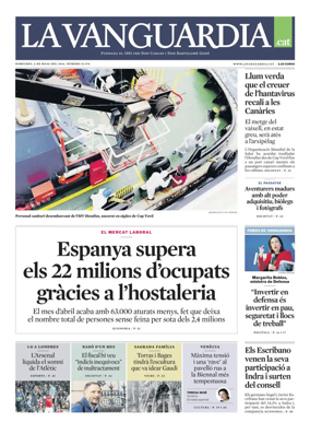 Cover of La Vanguardia (Catala)