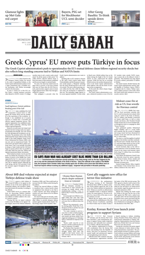 Cover of Daily Sabah (Turkey)