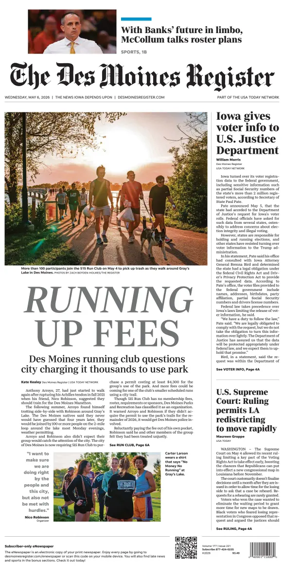 Cover of The Des Moines Register