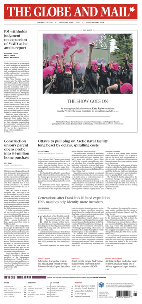 Cover of The Globe and Mail (Ontario Edition)