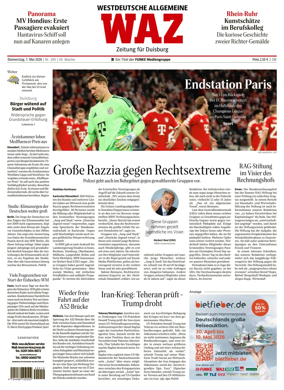 Cover of Westdeutsche Allgemeine Zeitung (Duisburg)