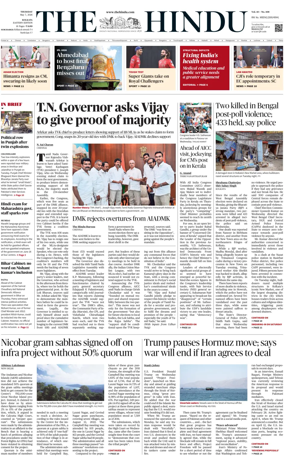 Cover of The Hindu (Kolkata)