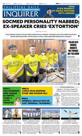 Cover of Philippine Daily Inquirer