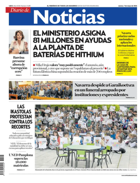Cover of Diario de Noticias (Spain)