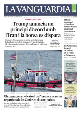 Cover of La Vanguardia (Catala)