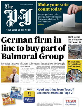 Cover of The Press and Journal (Aberdeen and Aberdeenshire)