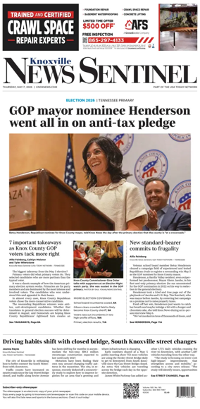 Cover of Knoxville News Sentinel