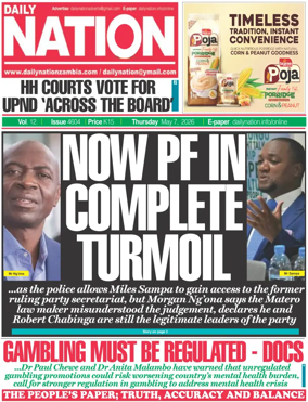 Cover of Daily Nation Newspaper